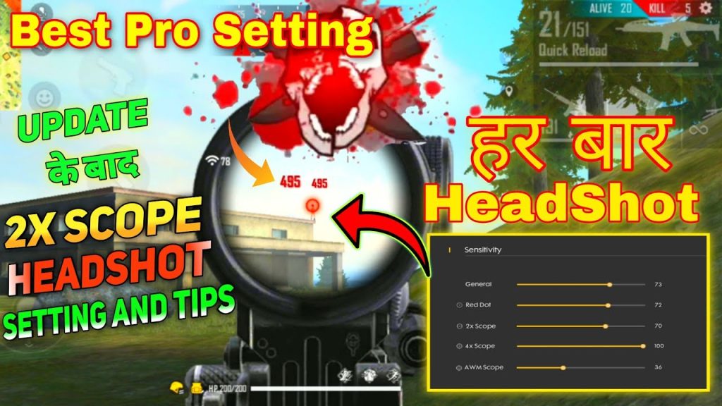 free fire 2x scope sensitivity settings Free Fire player using 2x scope in combat medium range