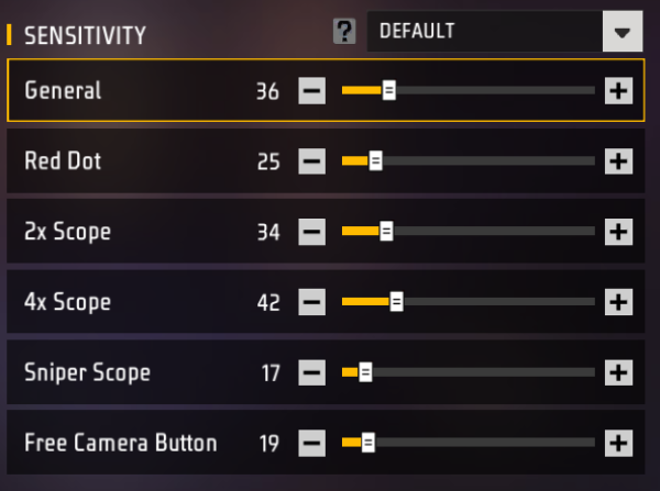 free fire 2x scope sensitivity settings Free Fire sensitivity settings menu scope section 2x slider