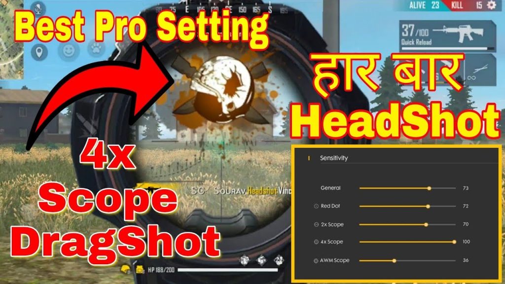 free fire 4x scope sensitivity settings Free Fire recoil pattern 4x scope wall test