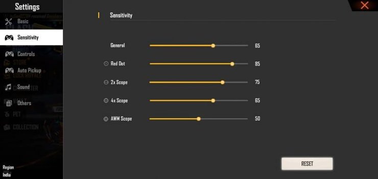 free fire 4x scope sensitivity settings Free Fire sensitivity settings menu default reset