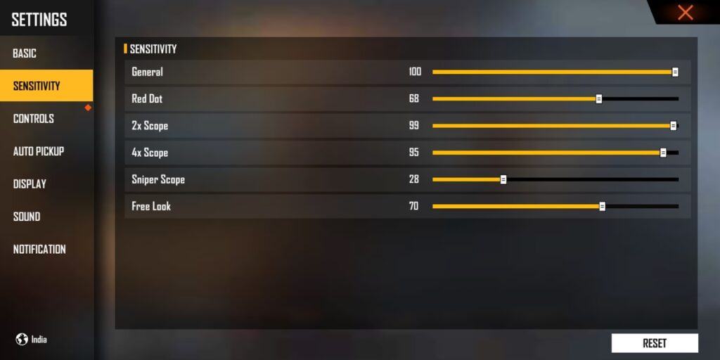 free fire max sensitivity settings with dpi Free Fire Max export sensitivity code screenshot