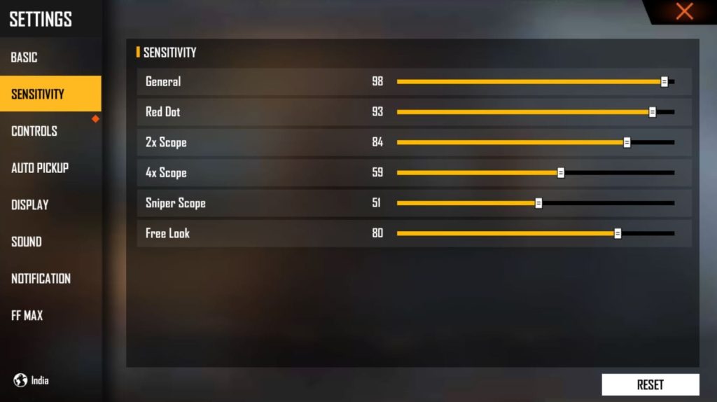 free fire red dot sensitivity settings Free Fire movement tracking with red dot sight in training ground
