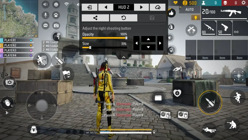 free fire sensitivity settings and hud combo Free Fire sensitivity settings menu screenshot