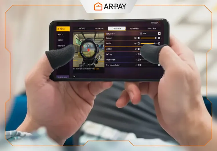 free fire sensitivity settings ar recoil Free Fire player strafing and shooting AR in training room screenshot