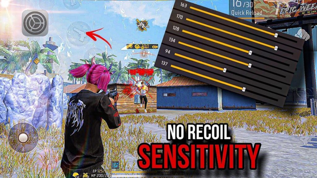free fire sensitivity settings ar recoil Free Fire sensitivity settings reset button screenshot