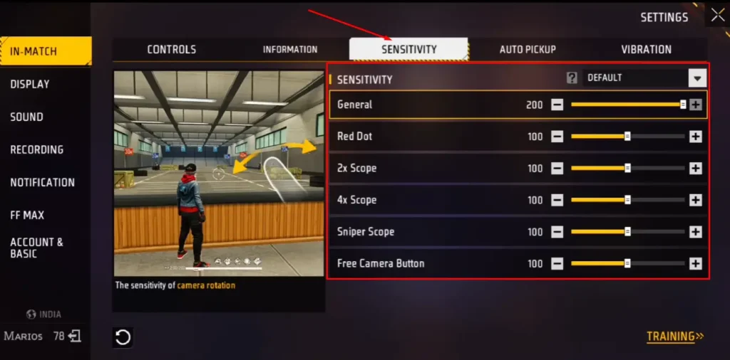free fire sensitivity settings black shark Free Fire general sensitivity slider 85 Black Shark gameplay