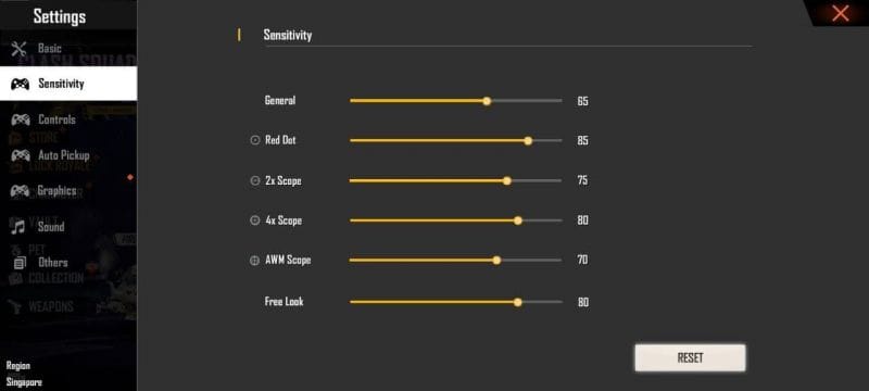 free fire sensitivity settings finder Free Fire player aiming in Clash Squad match