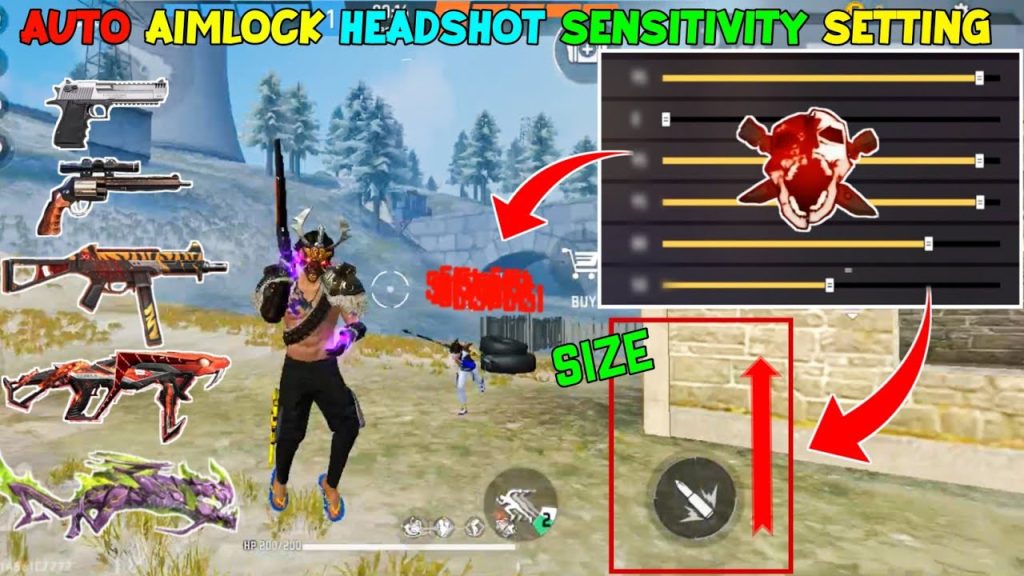 free fire sensitivity settings for accurate aim Free Fire sniper scope sensitivity setting close up