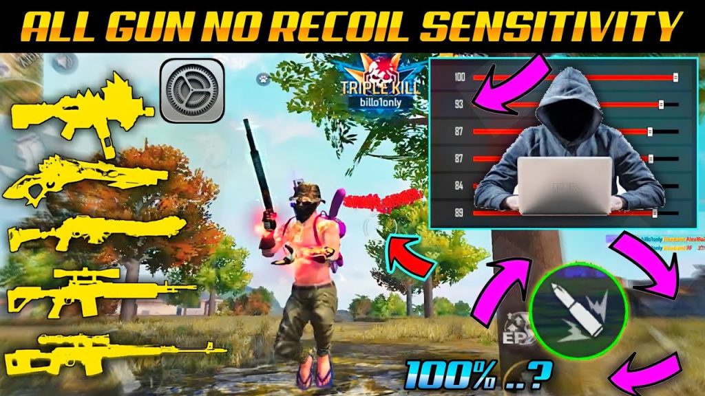 free fire sensitivity settings for ak47 Free Fire AK47 recoil pattern bullet hole wall