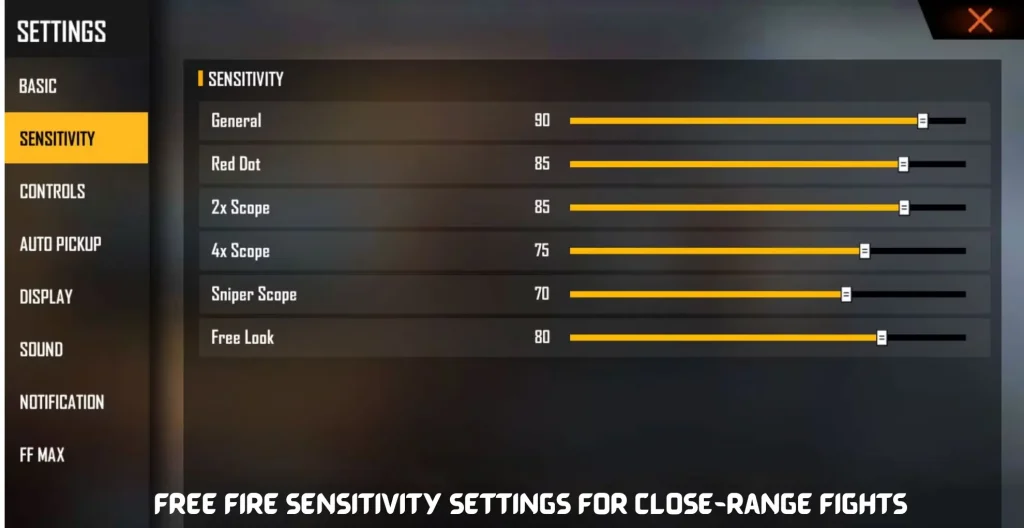 free fire sensitivity settings for asia server Free Fire sensitivity settings menu screenshot Asia server