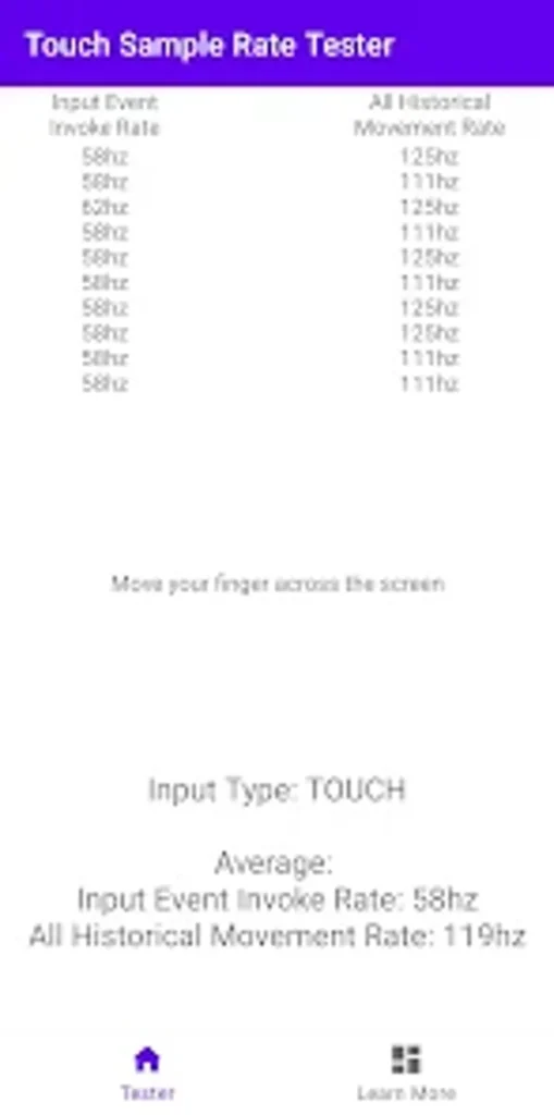 free fire sensitivity settings for budget phones Free Fire touch sampling rate tester app screenshot on budget phone