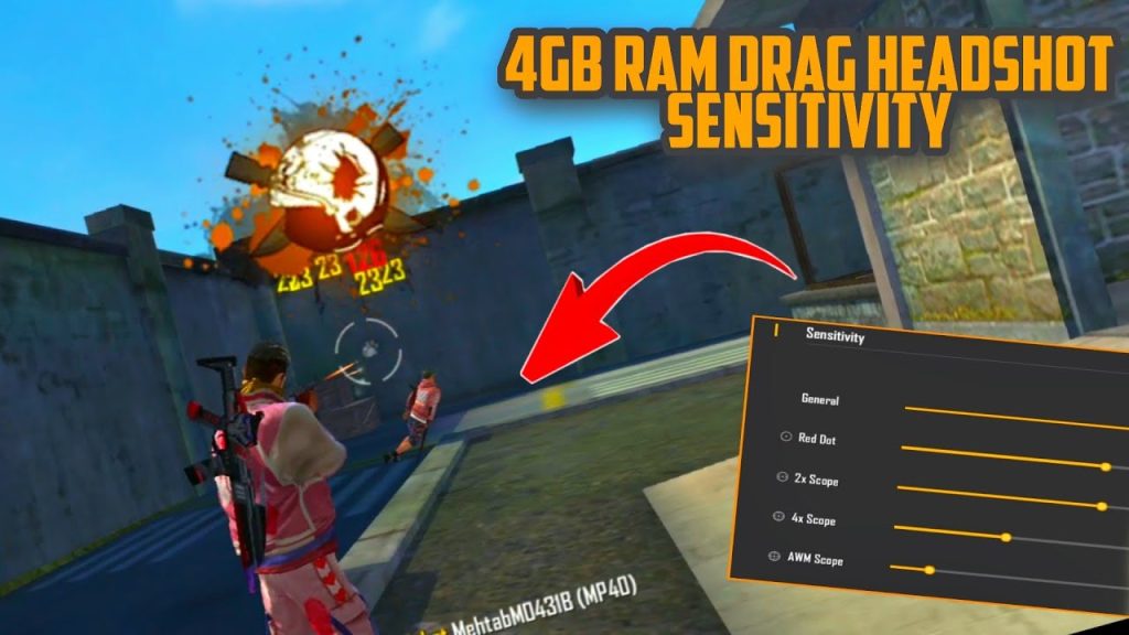 free fire sensitivity settings for drag shot headshot Free Fire sensitivity settings menu showing sliders