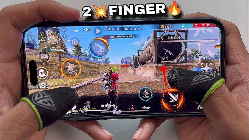 free fire sensitivity settings for heroic rank Free Fire player finger grip on mobile device