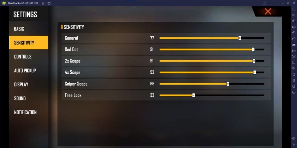 free fire sensitivity settings for sniper Free Fire sensitivity settings menu sniper scope slider