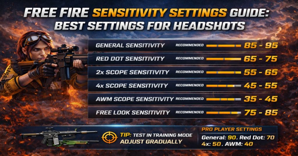 free fire sensitivity settings for woodpecker Free Fire general and red dot sensitivity sliders settings