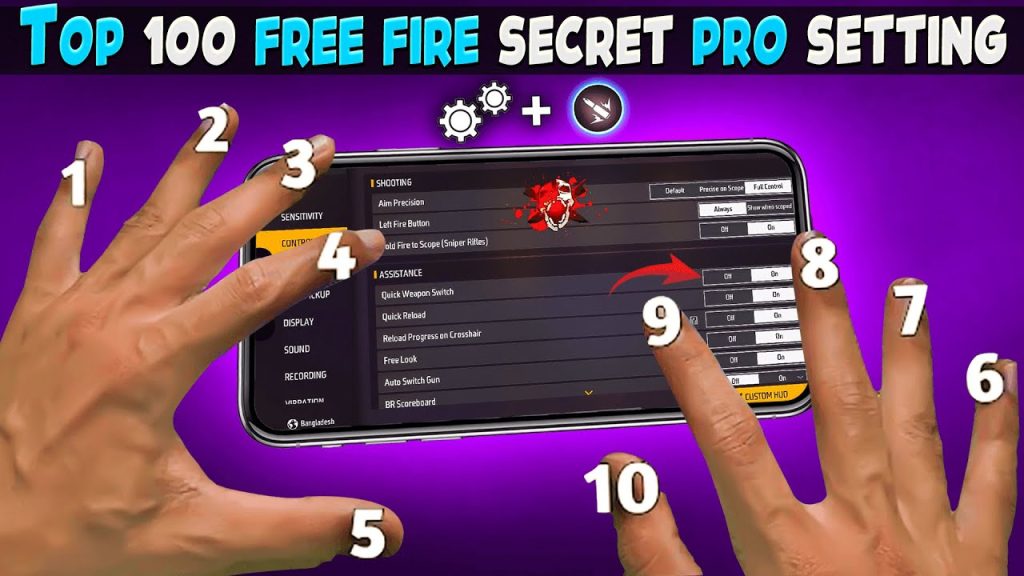 free fire sensitivity settings generated code Free Fire settings gear icon screenshot
