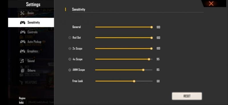 free fire sensitivity settings generator Free Fire training ground firing range with player aiming