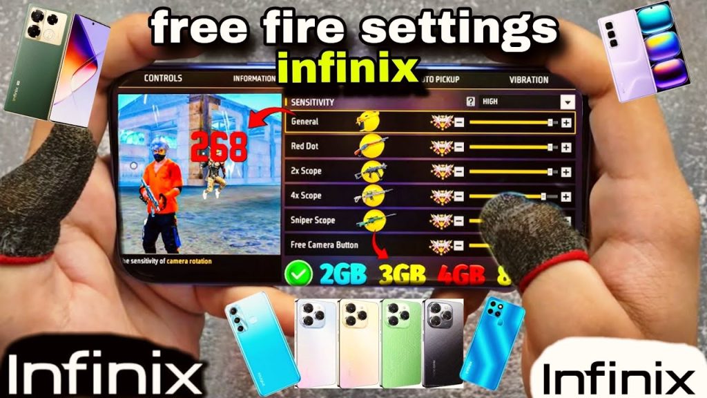 free fire sensitivity settings infinix Free Fire sensitivity settings menu on Infinix phone