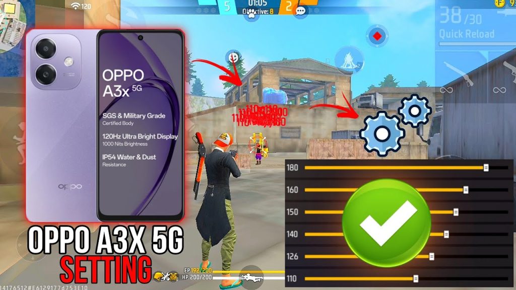 free fire sensitivity settings oppo Free Fire sensitivity settings interface on Oppo phone