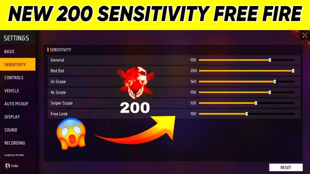 free fire sensitivity settings profile code Free Fire training ground testing sensitivity settings