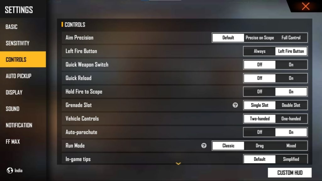 free fire sensitivity settings ranked season Free Fire import sensitivity code interface