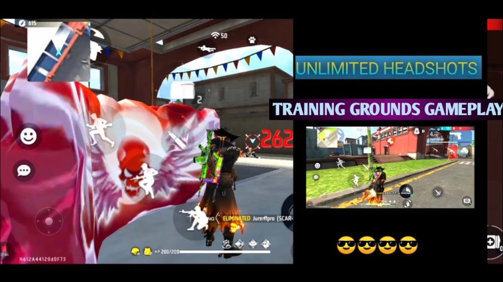 free fire sensitivity settings smooth fps Free Fire Training Ground gameplay showing crosshair movement on enemy bots