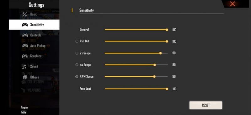 free fire sensitivity settings sniper recoil Free Fire general sensitivity slider controls
