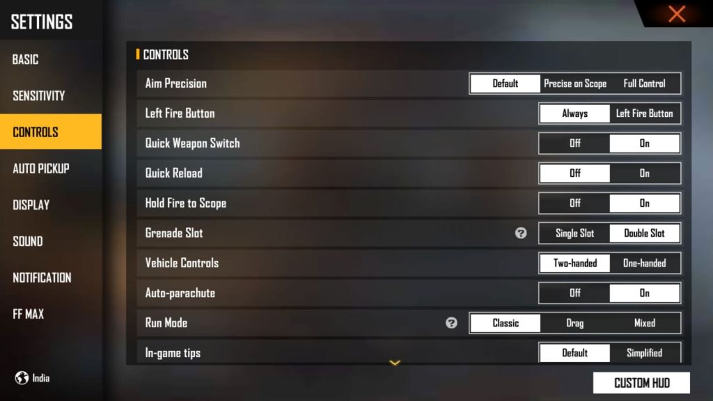 free fire sensitivity settings sniper recoil Free Fire sniper scope sensitivity slider closeup
