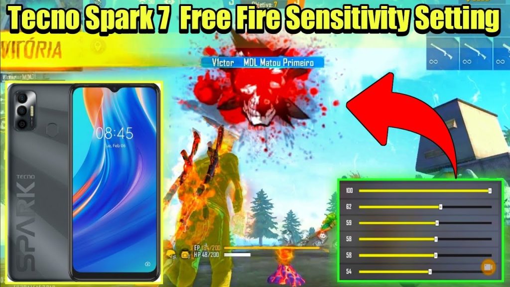 free fire sensitivity settings tecno Free Fire sensitivity settings menu on Tecno phone screenshot