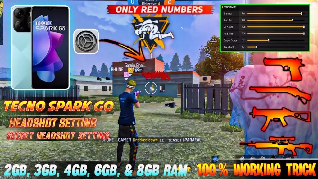 free fire sensitivity settings tecno Free Fire training ground target practice Tecno phone