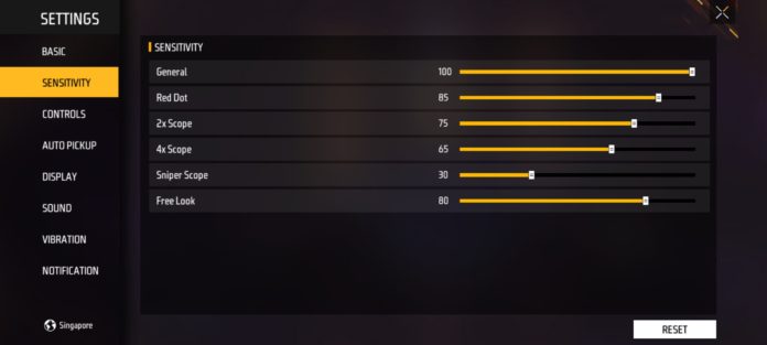free fire sensitivity settings tested by streamers Free Fire export sensitivity settings code