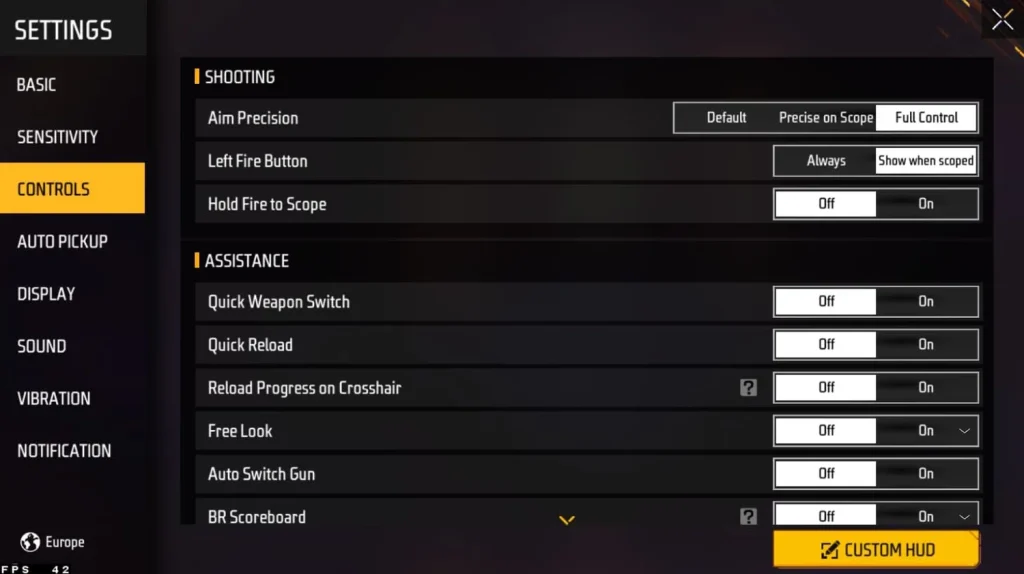 how to improve free fire sensitivity settings Free Fire controls showing red dot sight and scope icons