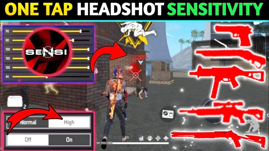 latest free fire sensitivity settings for one tap Free Fire training mode dummy headshot crosshair