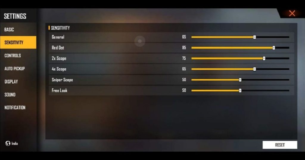 restore free fire sensitivity settings Free Fire settings backup and restore menu