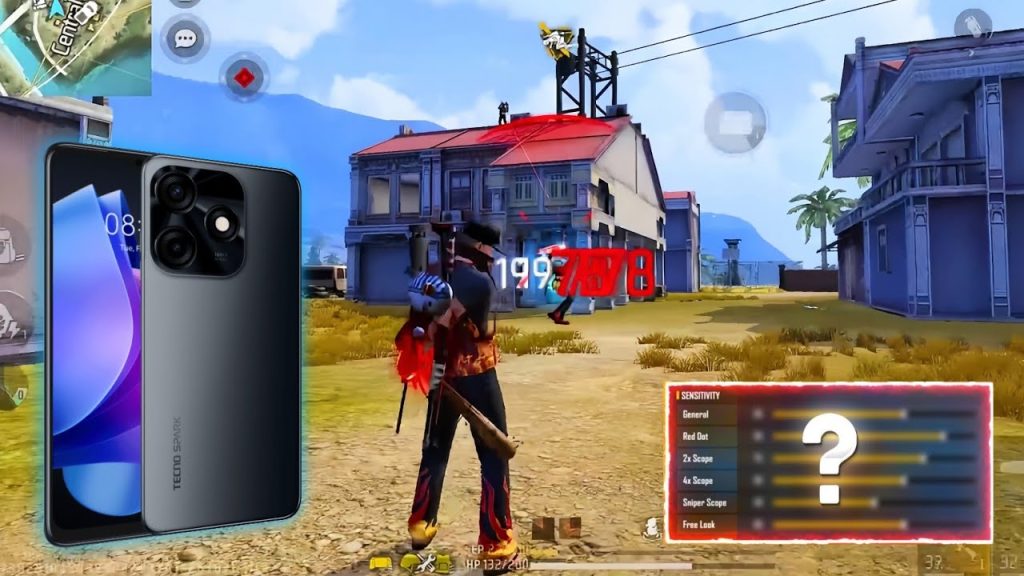 best free fire sensitivity settings for tecno Free Fire sensitivity settings menu on Tecno smartphone