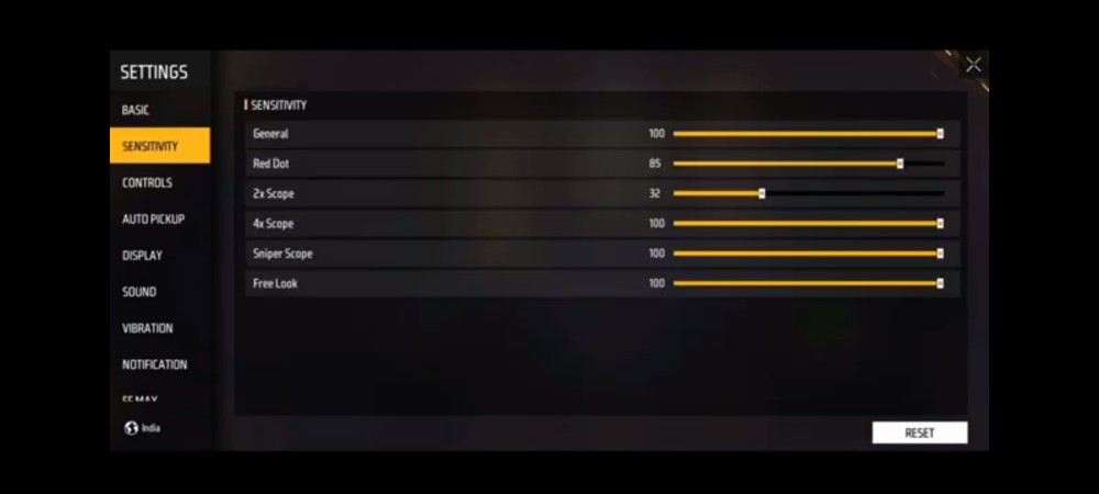 custom room free fire sensitivity settings Free Fire settings menu in custom room