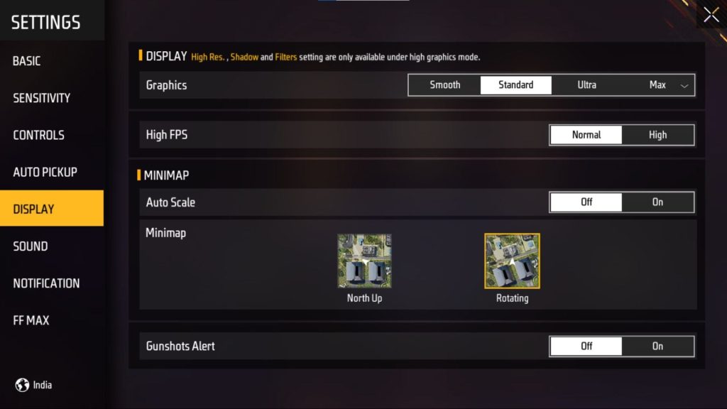 free fire max sensitivity settings for android Free Fire Max settings menu Android sensitivity tab