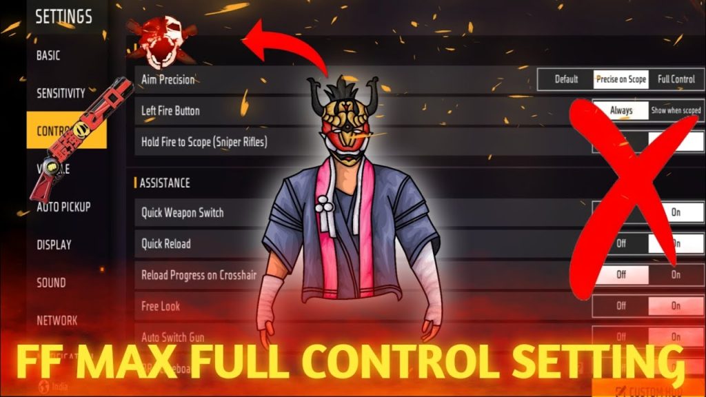 free fire max sensitivity settings for one tap Free Fire Max control layout customization screenshot