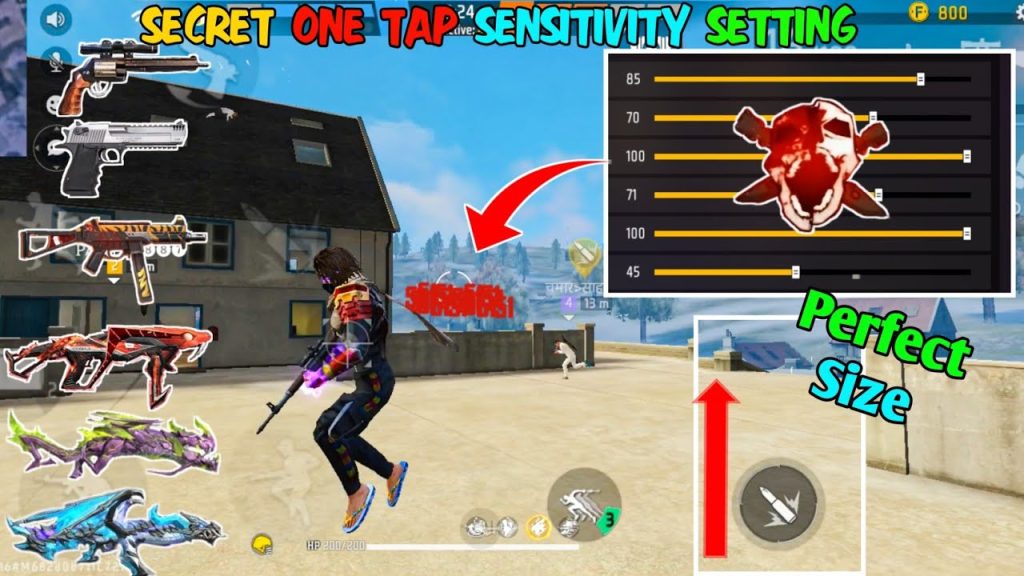 free fire max sensitivity settings for one tap Free Fire Max sensitivity tab screenshot