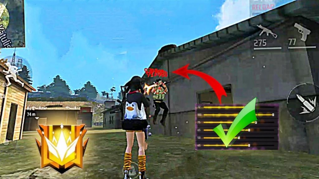 free fire sensitivity settings after patch Free Fire free look sensitivity slider setting at 75