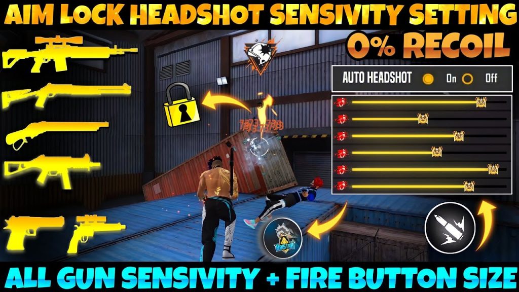 free fire sensitivity settings and aim combo Free Fire player using drag headshot aim combo