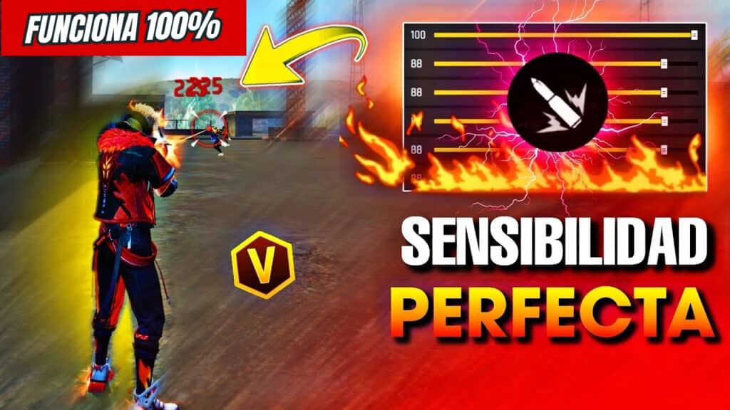 free fire sensitivity settings calculator player in Free Fire training room aiming at targets with crosshair