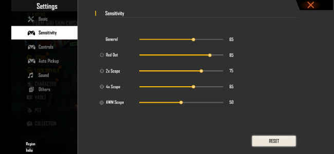 free fire sensitivity settings config code Free Fire import config code popup with pasted code