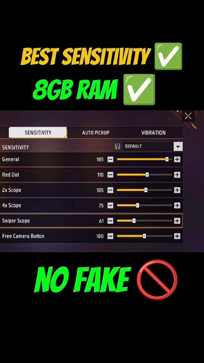 free fire sensitivity settings for 8gb ram Free Fire advanced sensitivity settings menu with fire button and aim precision