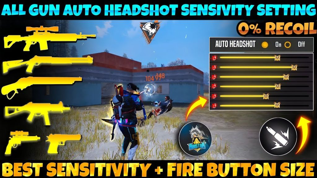 free fire sensitivity settings for auto headshot Free Fire general sensitivity slider close-up