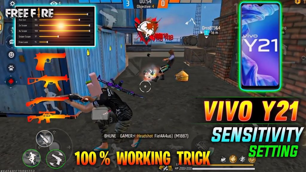 free fire sensitivity settings for auto headshot vivo Free Fire training mode headshot practice with gyroscope Vivo