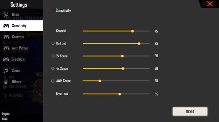 free fire sensitivity settings for camping style Free Fire training ground aiming practice
