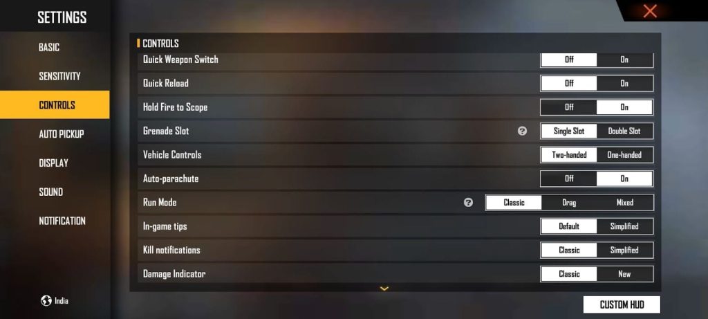 free fire sensitivity settings for claw users Free Fire claw HUD layout