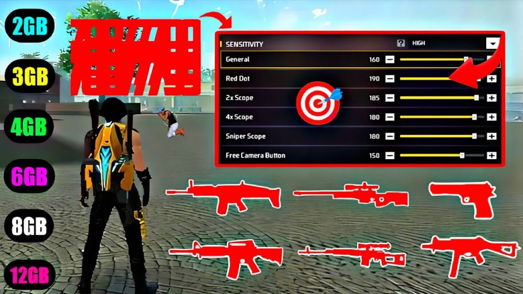 free fire sensitivity settings for crouch shots Free Fire gameplay crouch shot during match