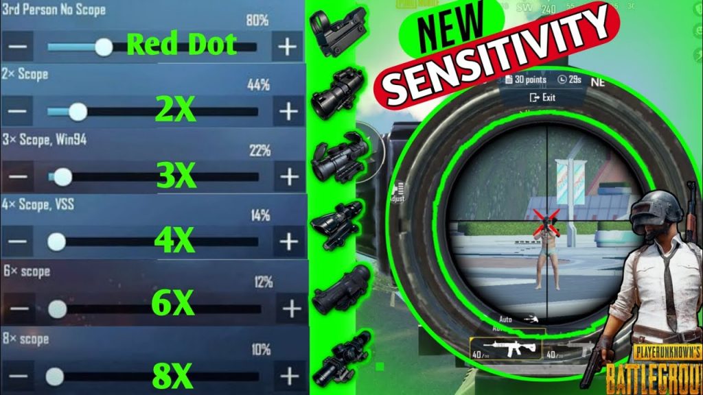 free fire sensitivity settings for grandmaster rank Free Fire scope sensitivity settings menu showing 2x and 4x sliders